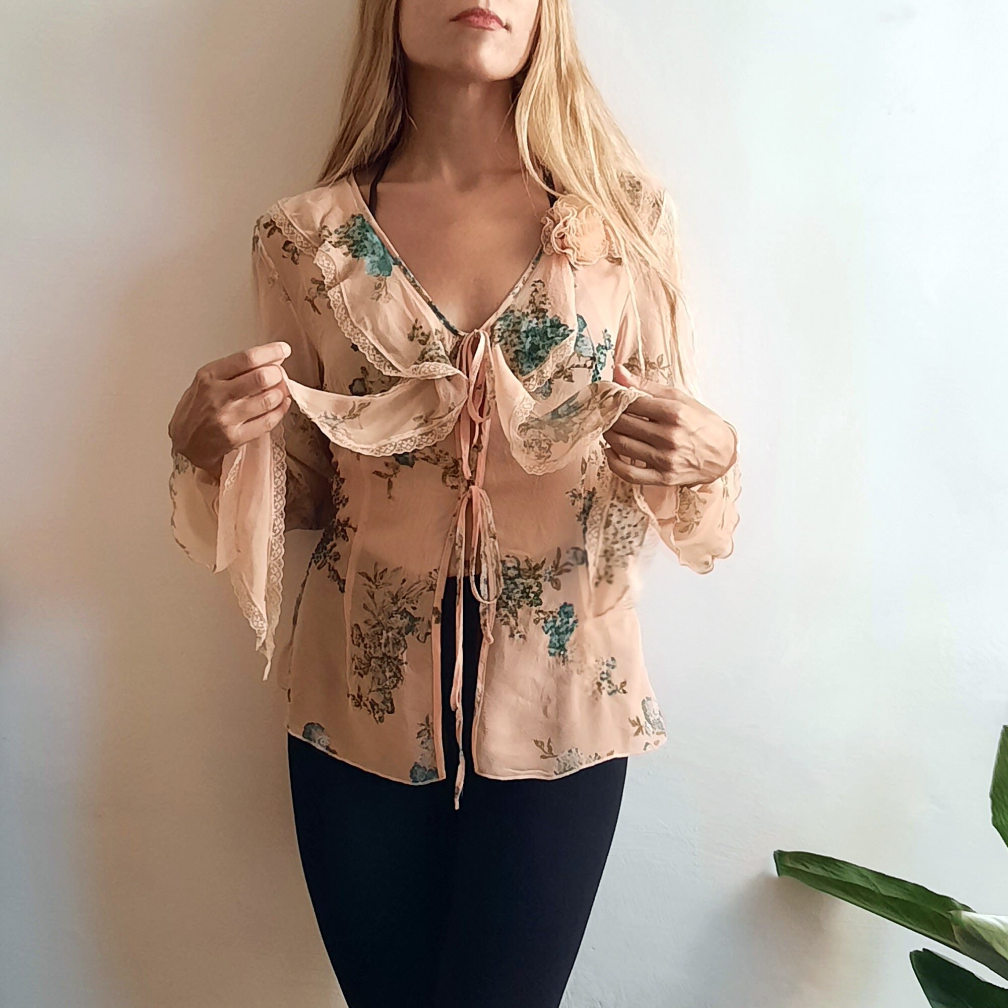 シルバーピーチ ランバン Capestyle washed silk-crepe blouse - 通販