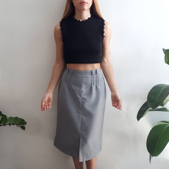Vintage Pencil Skirt // Vintage Grey Skirt / Vint… - image 4