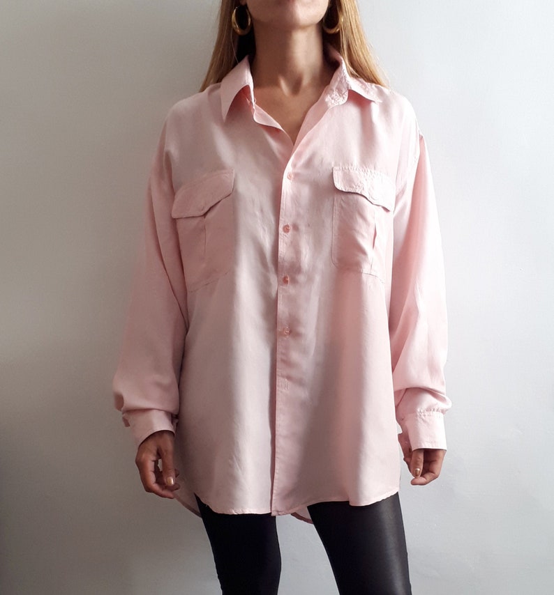 Vintage Pink Blouse Vintage Blouse Dress Vintage Silk Blouse Vintage Summer Style Vintage Gift Idea Vintage Gift for Her 1990