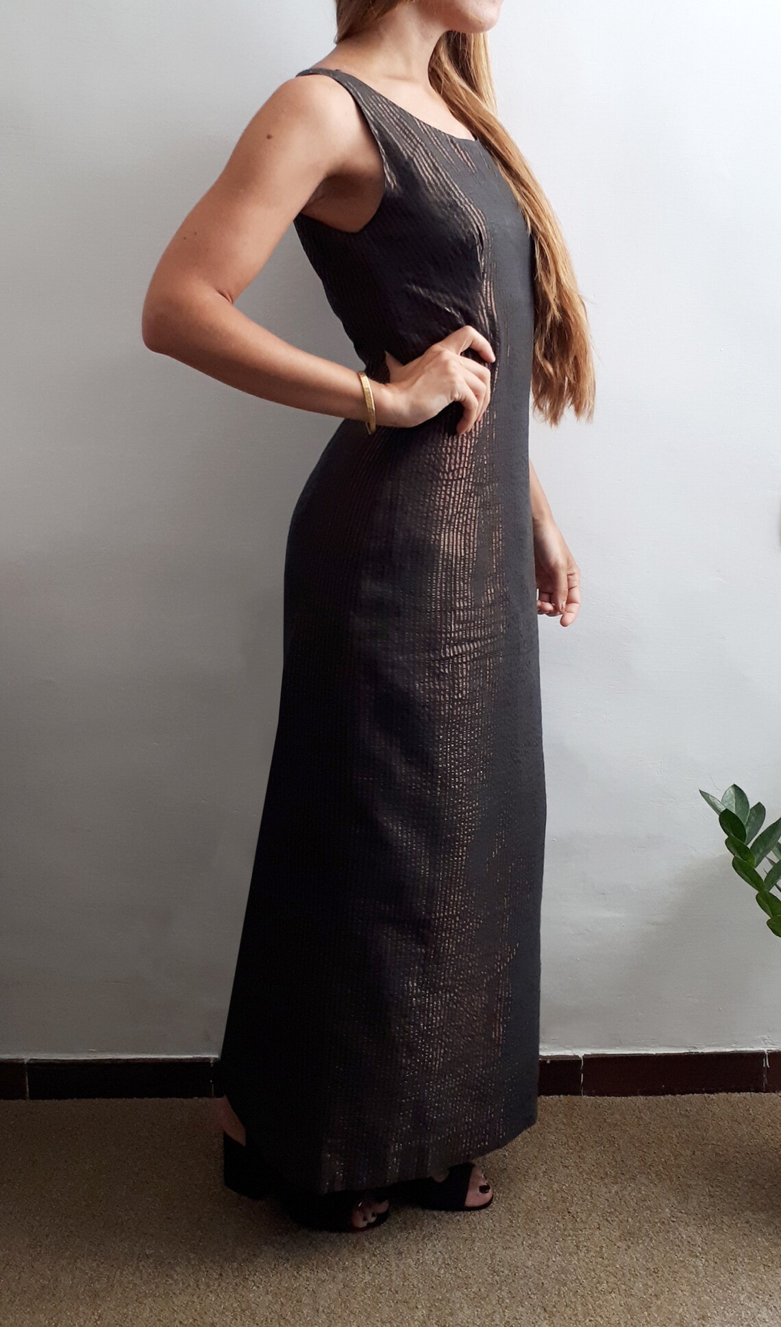 Vintage Copper Dress / Vintage Copper Gown / Vintage Metallic Etsy