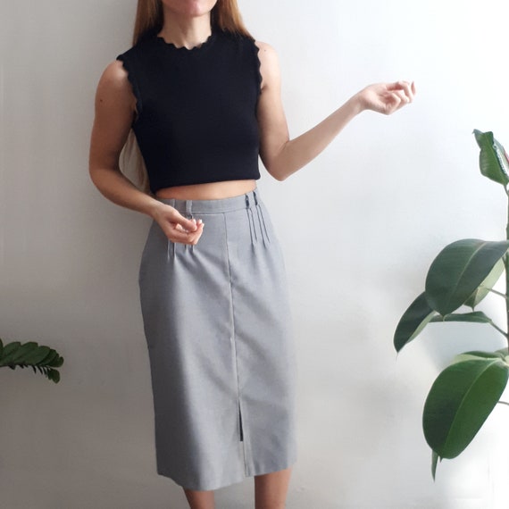 Vintage Pencil Skirt // Vintage Grey Skirt / Vint… - image 2