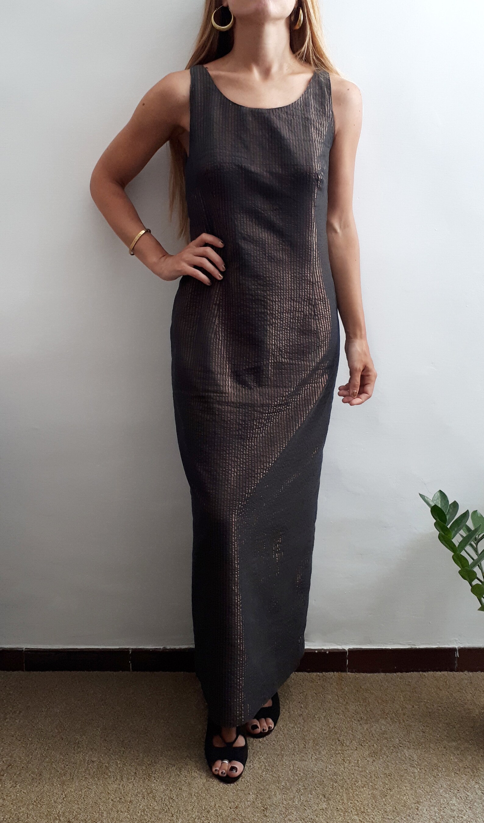 Vintage Copper Dress / Vintage Copper Gown / Vintage Metallic Etsy