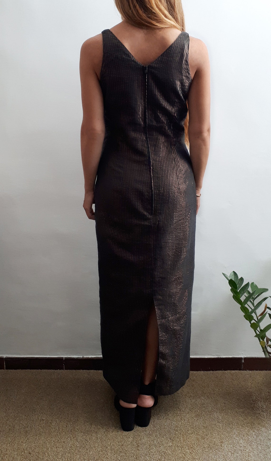 Vintage Copper Dress / Vintage Copper Gown / Vintage Metallic Etsy