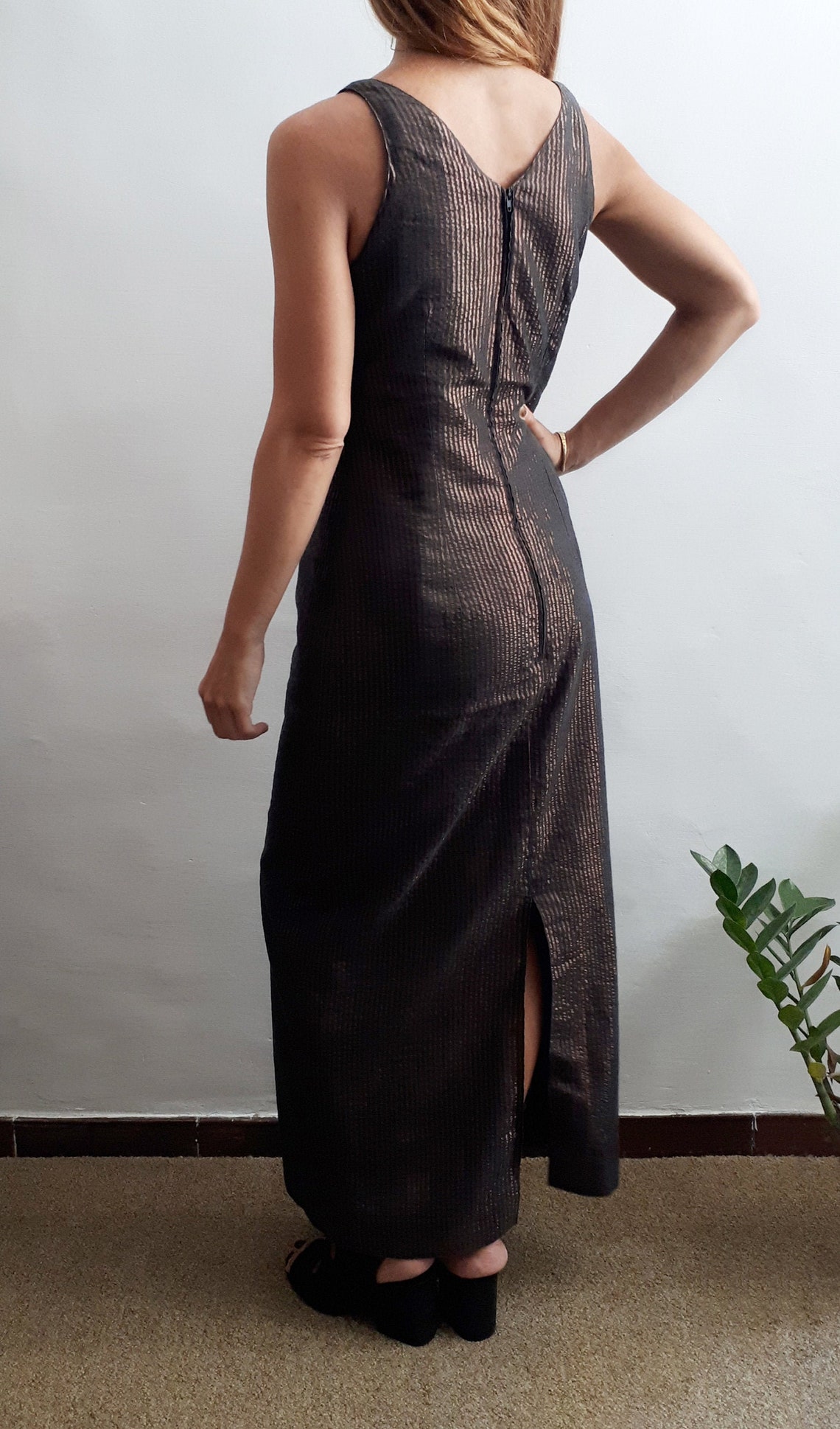 Vintage Copper Dress / Vintage Copper Gown / Vintage Metallic Etsy