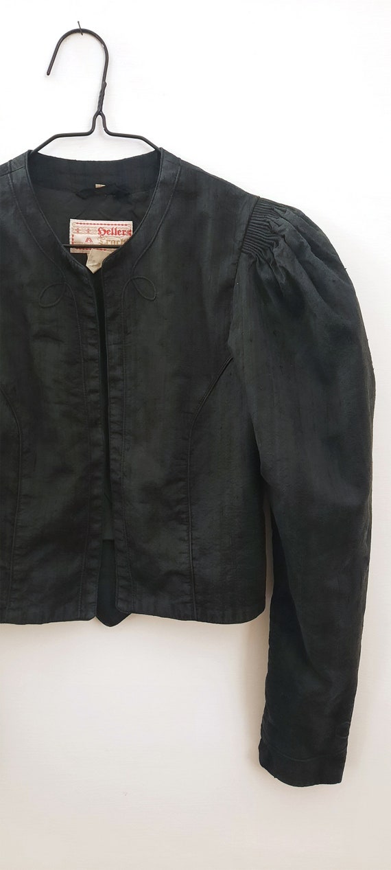 Vintage Black Austrian Jacket / Vintage Silk Jack… - image 4