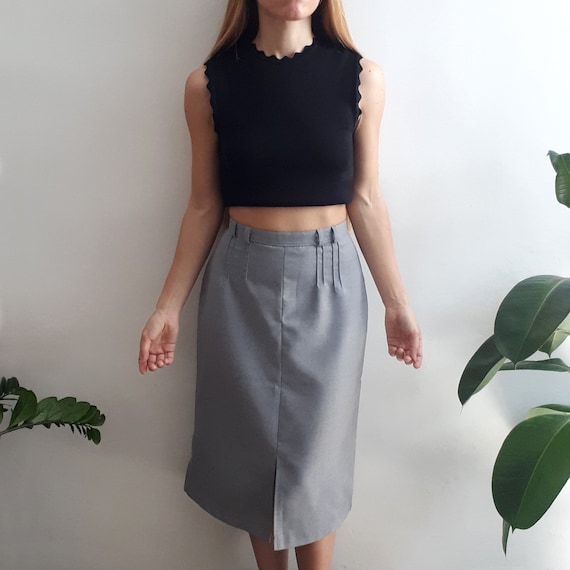 Vintage Pencil Skirt // Vintage Grey Skirt / Vint… - image 1