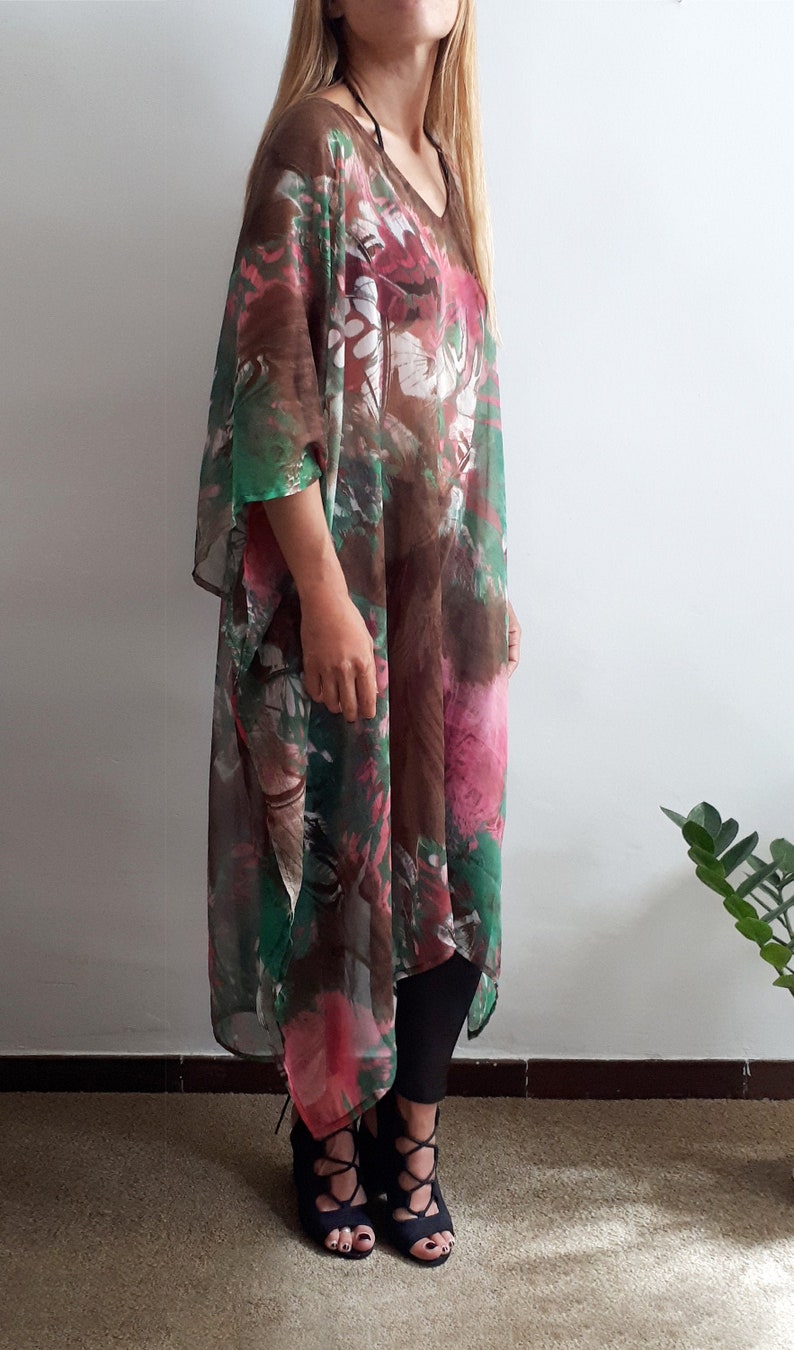 Vintage Watercolor Sundress Vintage Watercolor Beach Dress Vintage Watercolor Tunic Vintage Watercolor Kaftan Gift for Mum 1990