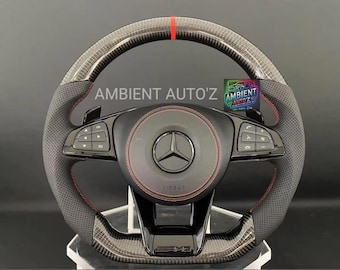Volante Mercedes AMG de fibra de carbono y cuero (SET COMPLETO)