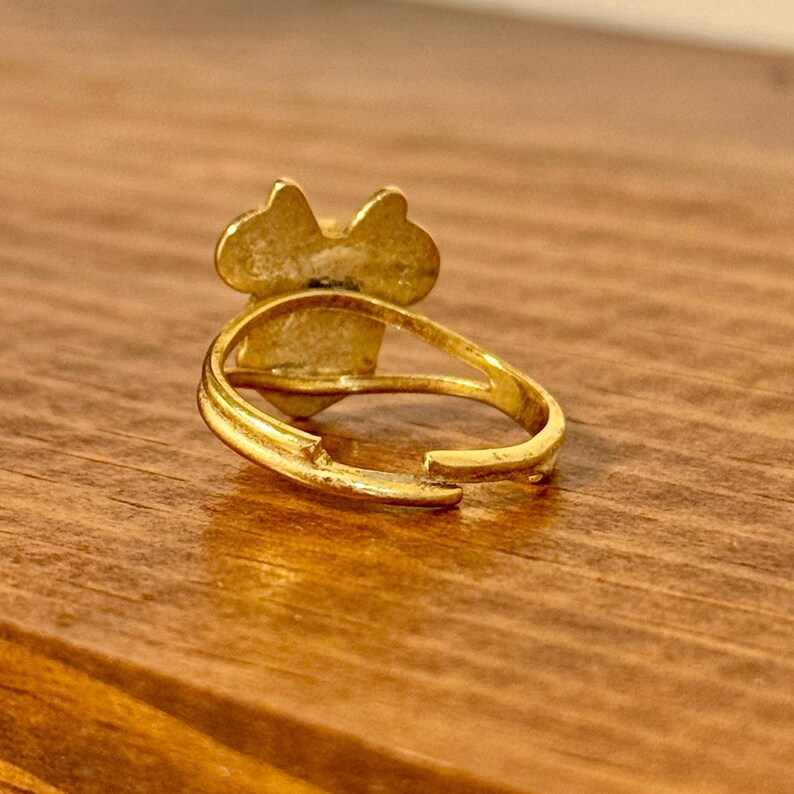 Disney Minnie Mouse Vintage Gold Tone Adjustable Ring Purple Rhinestone Sparkle 画像 2