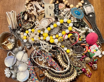 4lb Vintage Costume Jewelry Lot Scrap Crafting Repair Napier Watches Beads