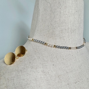 Monet Necklace and Clip On Earrings Faux Pearl Gold Tone Vintage Set