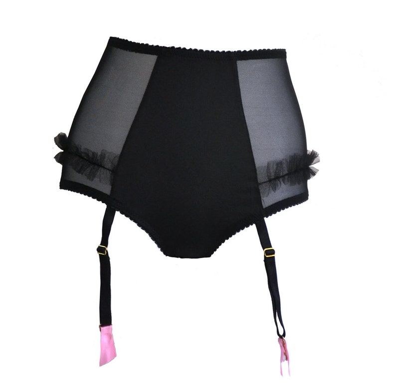 ROSIE Ouvert Black Silk and Mesh Suspender High Brief Sexy Etsy