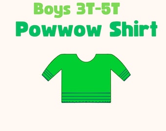 Powwow-Shirt für Jungen (Größen 3T-5T), digitale PDF-Schnittvorlage, sofortiger Download, insgesamt 3 Größen