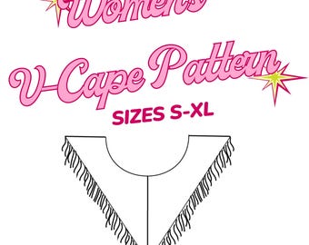 V-capepatroon dames | Digitaal pdf-naaiwerk, rijgpatroon | Direct downloaden | Maat S-XL | Voor- en achterkant: