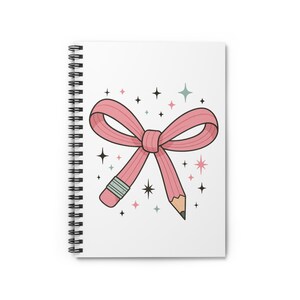 Cute Spiral Notebook with Pink Bow Design, Gift for Students, Journal for Notes, Sketchbook, School Supplies, Stationery