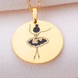 Ballerina Necklace, Dancing Ballerina Pendant, Dainty Women&#39;s Necklace, 14K Gold Ballerina Necklace, Dance Necklace