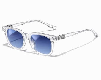 Crystal Clear Blue Light Glasses with Blue Gradient Lenses