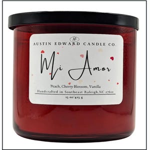 Mi Amor Handmade Coconut Soy Wooden Wick 15oz Candle