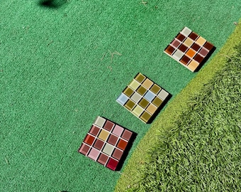 Posavasos de mosaico de vidrio hechos a mano – Juego de elementos en tonos tierra