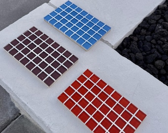 Bandeja de azulejos de vidrio hecha a mano: joyero decorativo y portavelas