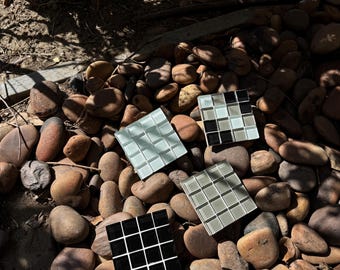 Juego de posavasos de cristal con mosaico gótico moderno – Decoración del hogar con azulejos hechos a mano