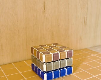 Novo e aprimorado! THE LIL’ CHUNK - Cubo de azulejo de vidro feito à mão 2.0 - Decoração para casa - Copo robusto para bebidas
