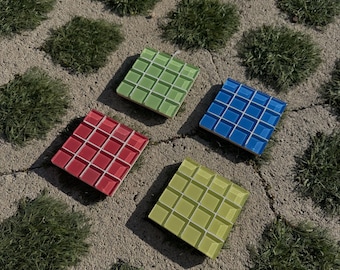 Posavasos de azulejos de vidrio hechos a mano – Juego de cuadrícula modular, colores personalizados