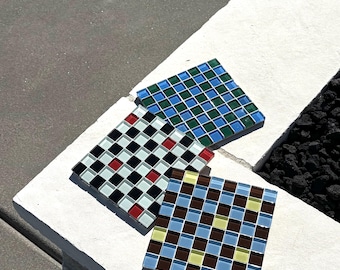 Tablero de ajedrez de vidrio hecho a mano – Mosaico de color personalizado