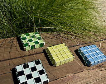 ¡Nuevo y mejorado! THE LIL’ CHUNK - Cubo de azulejos de vidrio hecho a mano 2.0 - Decoración para el hogar - Vasos y copas Chunky