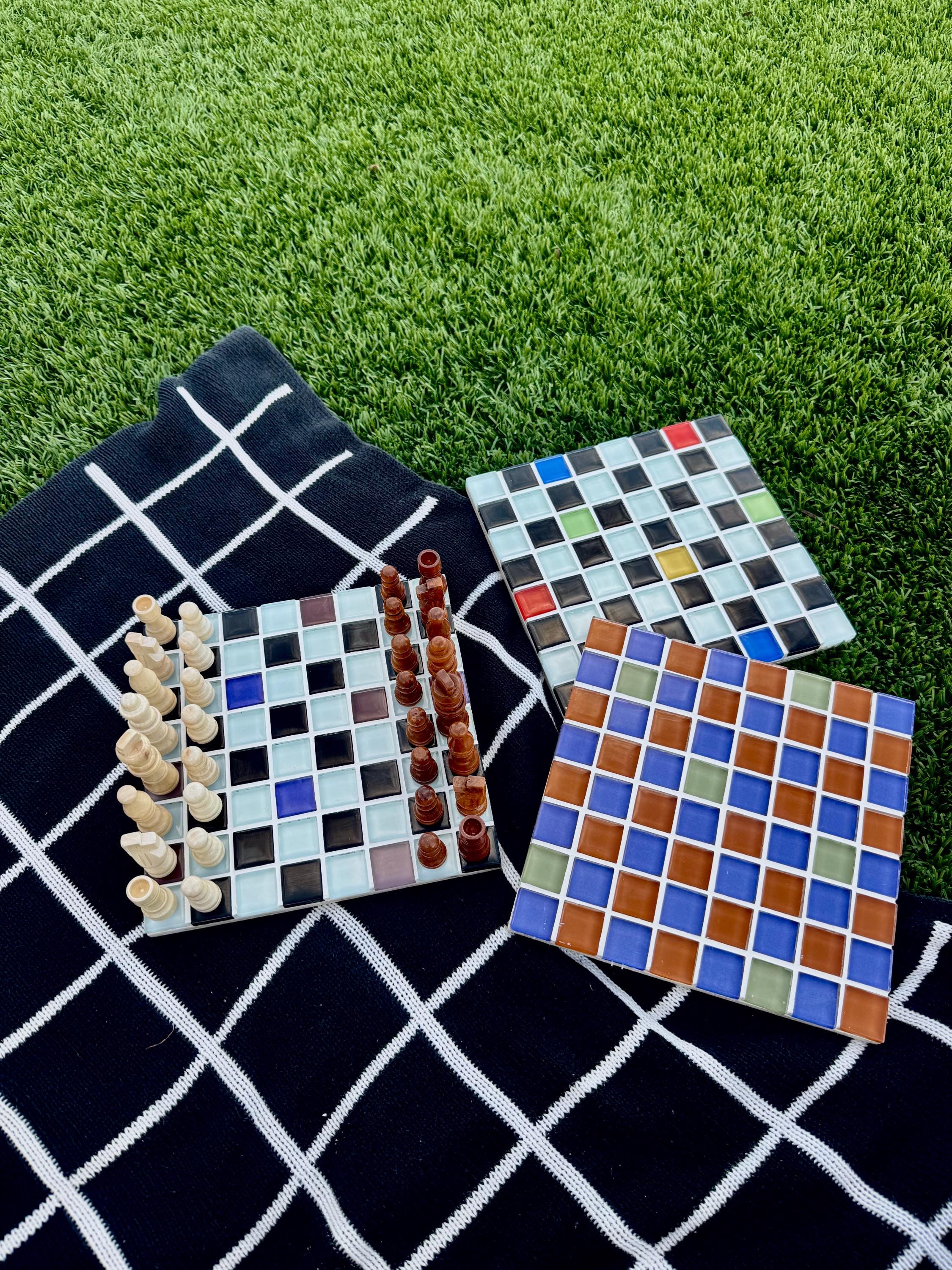 Handmade Glass Tile Chess Board – Custom Color Mosaic - Etsy