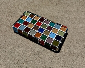 THE BIG CHUNK - Multicolor / Vintage - Cubo de azulejos de vidrio hechos a mano 2.0 - Decoración para el hogar - Vasos y tazas de gran tamaño