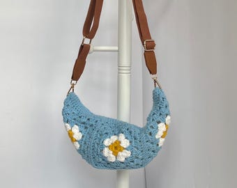 Crochet Crossbody Bag | Granny Squares | Adjustable Strap | Made in Maine