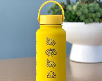 Joltik Galvantula Water Bottle Engraved Coffee Tumbler with Sleeping Joktik, Spider Electric Bug Waterbottle Travel Mug, Gamer Birthday Gift