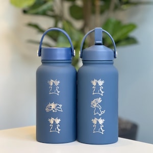 Typhlosion Engraved Water Bottle with Hisuian Typhlosion Waterbottle Coffee Tumbler, Johto Starter Anime Fan Travel Mug Gift
