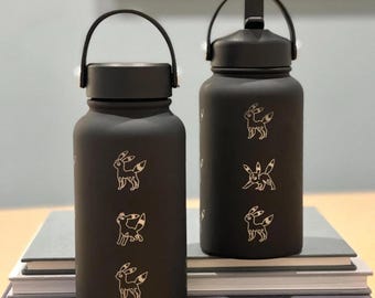 Umbreon Water Bottle Engraved Coffee Tumbler, Eevee Eeveelution Waterbottle Thermos, Anime Fan Travel Mug Birthday Anniversary Gift