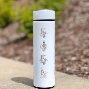Arceus Coffee Tumbler Waterbottle with Tea Infuser, Sinnoh Legendary Legends Mythical Water Bottle, Anime Fan Travel Mug Flask Gift