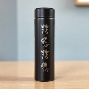 Typhlosion Engraved Coffee Tumbler with Hisuian Typhlosion, Water Bottle with Tea Infuser, Anime Travel Mug, Fire Johto Starter Fan Gift