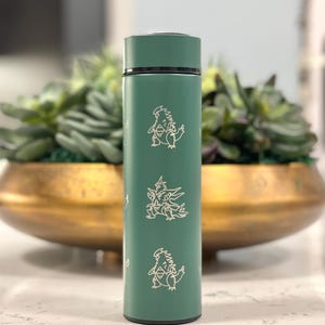 Tyranitar Coffee Tumbler Tea Infuser Waterbottle with Mega Tyranitar & Iron Thorns, Paradox Gamer Anime Travel Mug Flask Birthday Gift