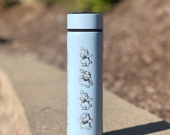 Totodile Coffee Tumbler, Engraved Water Bottle with Tea Infuser, Mystery Dungeon Scarf, Johto Legends ZA Starter Flask Anniversary Gift
