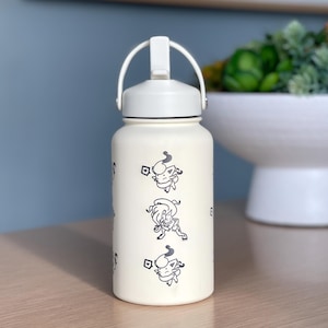 Hisuian Zorua Zoroark Water Bottle Engraved Coffee Tumbler, Waterbottle Travel Mug Thermos, Cute Anime Fan Anniversary Birthday Gift