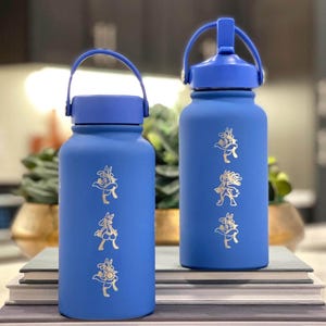 Lucario Water Bottle Engraved Coffee Tumbler with Mega Lucario and Aura Sphere, Tea Thermos Waterbottle, Sinnoh Anime Fan Birthday Gift