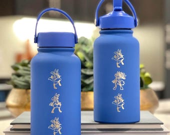 Lucario Water Bottle Engraved Coffee Tumbler with Mega Lucario and Aura Sphere, Tea Thermos Waterbottle, Sinnoh Anime Fan Birthday Gift