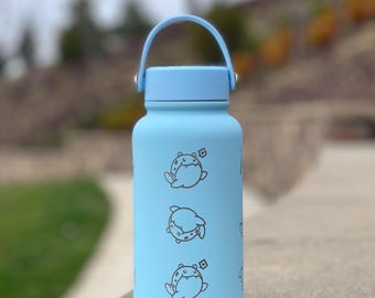 Botella de agua Spheal con grabado, termo de viaje con diseño de Spheal rodante y Spheal durmiente, bonito regalo de cumpleaños para fans del anime.