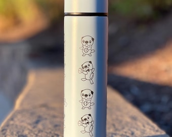 Oshawott Coffee Tumbler Tea Infuser Water Bottle, Unova Starter Otter Shell Travel Mug Thermos, Anime Fan Gamer Birthday Anniversary Gift