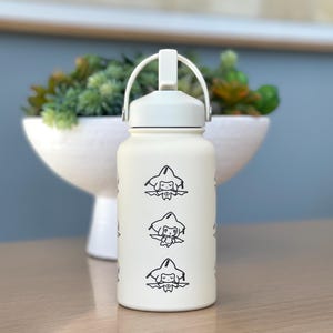 Jirachi Water Bottle Engraved Coffee Tumbler with Sleeping & Apple Jirachi, Hoenn Mythical Waterbottle Travel Mug Anime Fan Birthday Gift