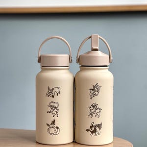 Eevee Evolutions Water Bottle Engraved Eeveelutions Coffee Tumbler, Vaporeon Jolteon Espeon Umbreon Glaceon Leafeon Sylveon Waterbottle Gift