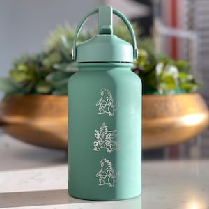 Tyranitar Water Bottle Engraved Coffee Tumbler with Mega Tyranitar & Iron Thorns, Paradox Anime Gamer Waterbottle Thermos Anniversary Gift