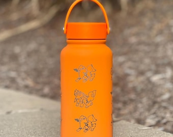 Arcanine Strohwasserflasche mit Hisuian Arcanine Gravierte Kaffeebecher Gamer Wasserflasche, Growlithe Fan Geburtstag Tee Flasche Geschenk