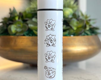 Togepi Engraved Coffee Tumbler with Tea Infuser, Crying & Angry Togepi with Banana, Funny Cute Anime Waterbottle Travel Mug Gift