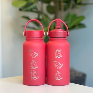 Fuecoco Water Bottle Engraved Coffee Tumbler, Sleeping & Friendly Chef Fuecoco, Paldea Fire Starter Waterbottle, Anime Fan Birthday Gift